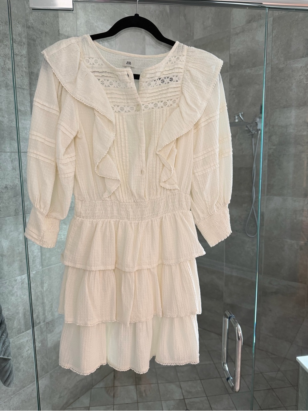 River Island Cream Ruffle Tiered Mini Dress